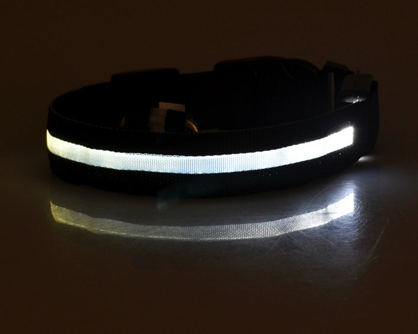 LED Nylon Dog Collar – Adjustable, Luminous Night Safety Collar with Flashing Modes