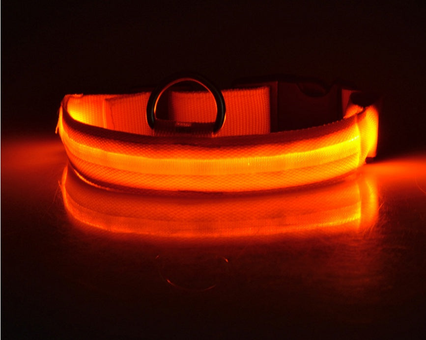 LED Nylon Dog Collar – Adjustable, Luminous Night Safety Collar with Flashing Modes