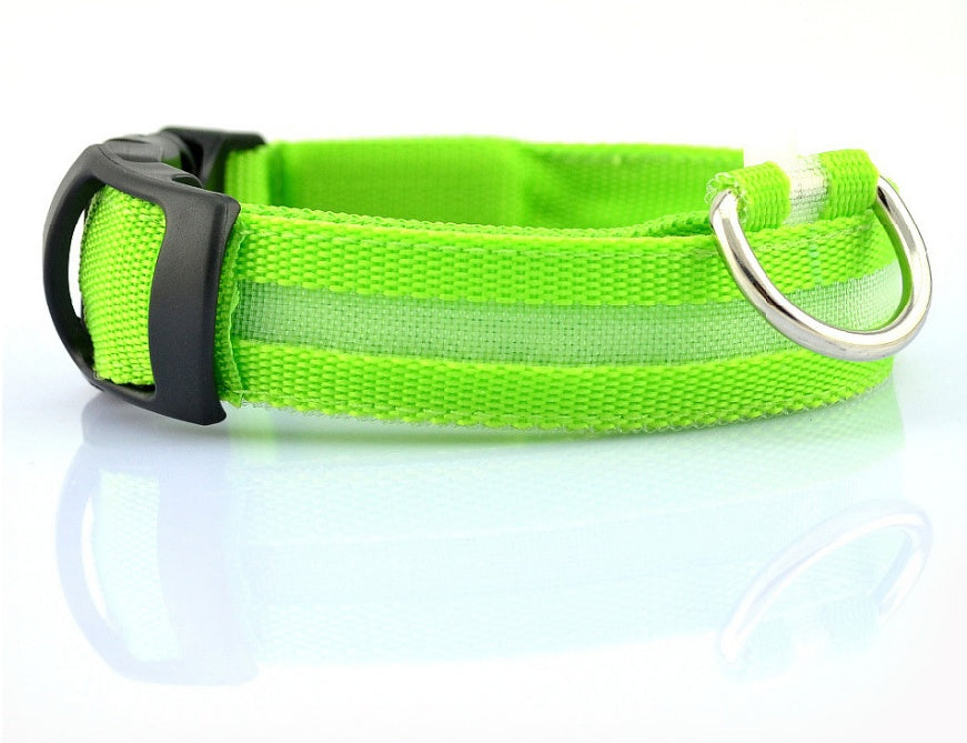 LED Nylon Dog Collar – Adjustable, Luminous Night Safety Collar with Flashing Modes