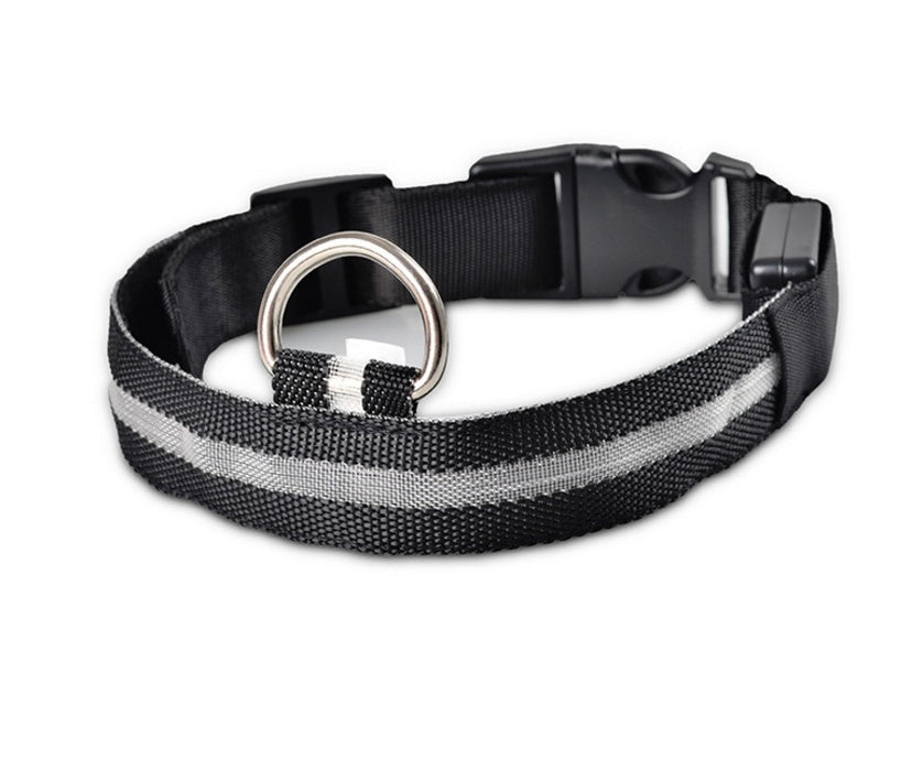 LED Nylon Dog Collar – Adjustable, Luminous Night Safety Collar with Flashing Modes