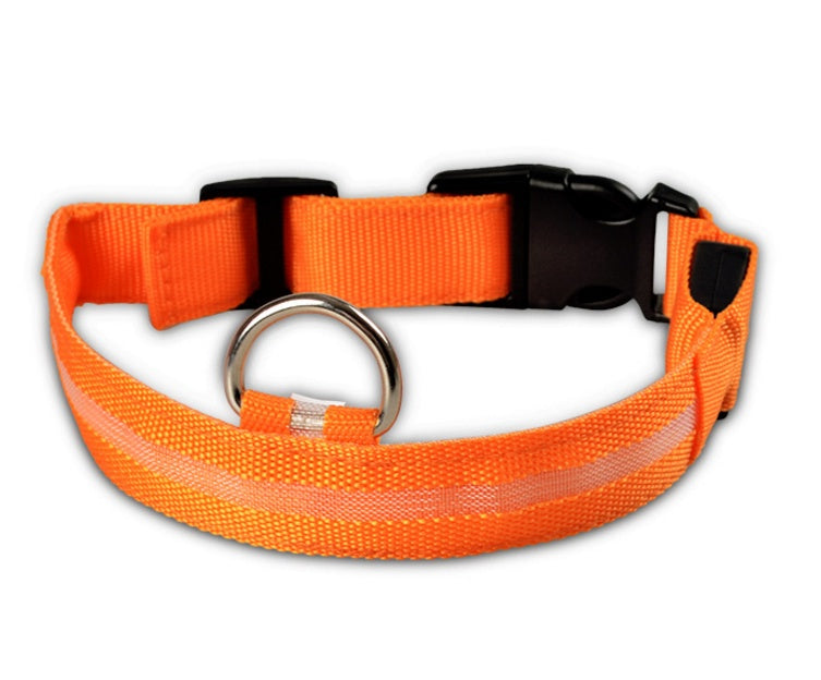 LED Nylon Dog Collar – Adjustable, Luminous Night Safety Collar with Flashing Modes