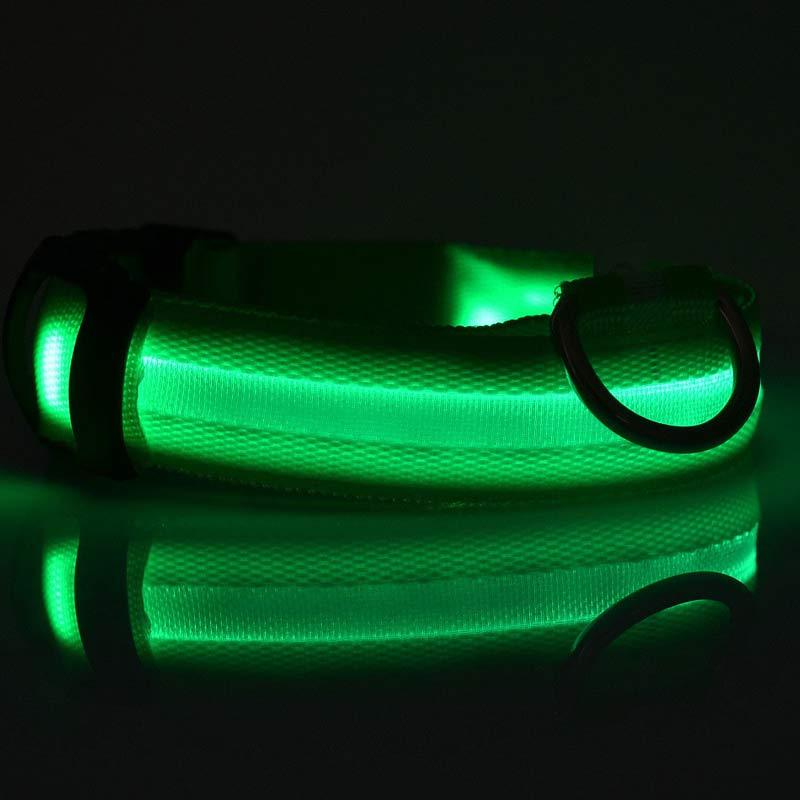 LED Nylon Dog Collar – Adjustable, Luminous Night Safety Collar with Flashing Modes