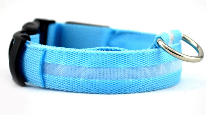 LED Nylon Dog Collar – Adjustable, Luminous Night Safety Collar with Flashing Modes
