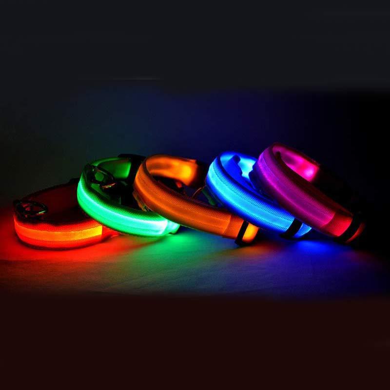 LED Nylon Dog Collar – Adjustable, Luminous Night Safety Collar with Flashing Modes