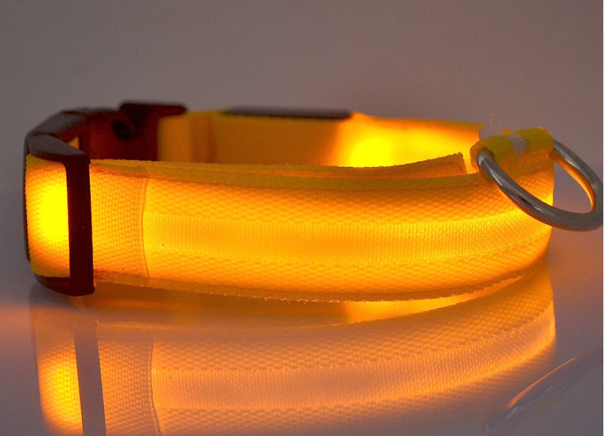 LED Nylon Dog Collar – Adjustable, Luminous Night Safety Collar with Flashing Modes