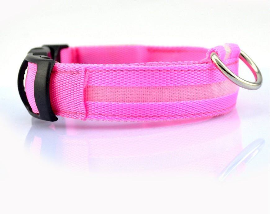 LED Nylon Dog Collar – Adjustable, Luminous Night Safety Collar with Flashing Modes
