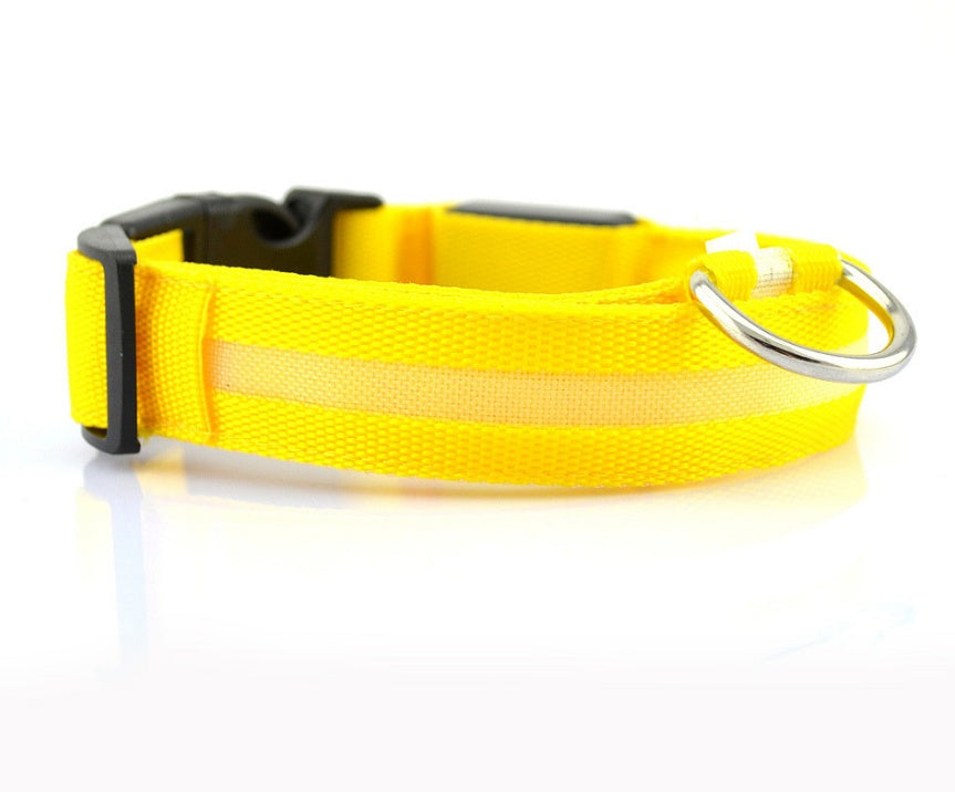 LED Nylon Dog Collar – Adjustable, Luminous Night Safety Collar with Flashing Modes