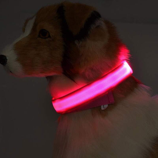 LED Nylon Dog Collar – Adjustable, Luminous Night Safety Collar with Flashing Modes