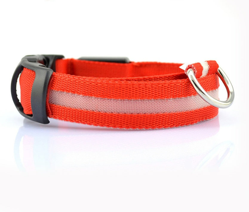 LED Nylon Dog Collar – Adjustable, Luminous Night Safety Collar with Flashing Modes