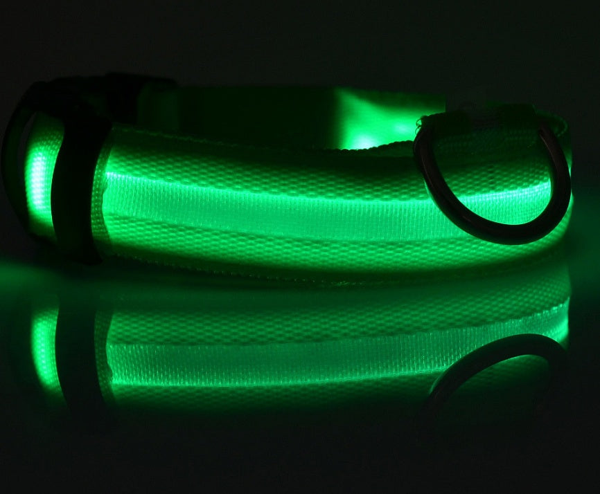 LED Nylon Dog Collar – Adjustable, Luminous Night Safety Collar with Flashing Modes