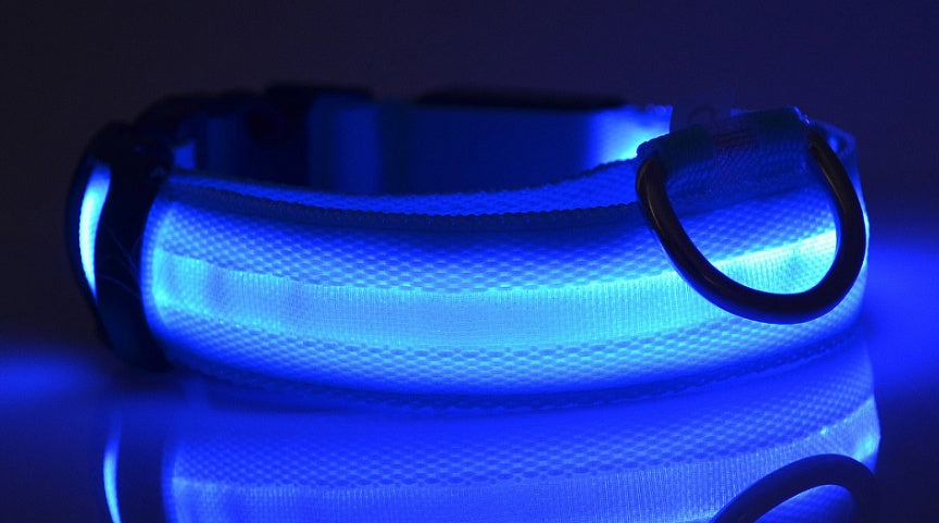 LED Nylon Dog Collar – Adjustable, Luminous Night Safety Collar with Flashing Modes